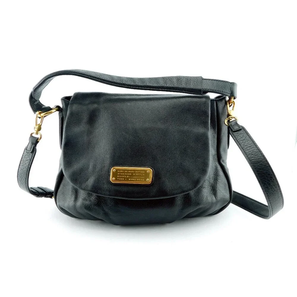 MARC JACOBS Black Leather Cross Body Messenger Bag Shoulder Bag Tote